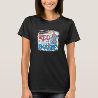 gebleekte rode witte wijn en Booze Amerikaanse vla T-shirt