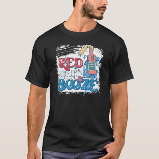 gebleekte rode witte wijn en Booze Amerikaanse vla T-shirt (Voorkant)