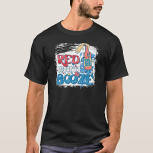 gebleekte rode witte wijn en Booze Amerikaanse vla T-shirt