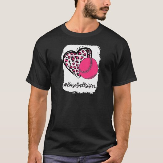 Gebleekte softbal zuster leven roze luipaard print t-shirt (Voorkant)