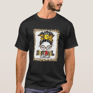 Gebleekte Softball Mama Rommelige Knot Speldag Moe T-shirt