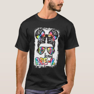 Gebleekte Tie Dye Team Pre K Terug naar school Mei T-shirt