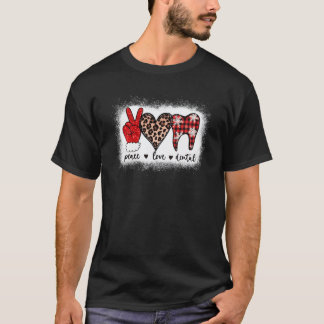 Gebleekte Vrede Liefde Tandarts Luipaard Hart Kers T-shirt