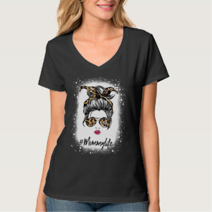 Gebleken mammie Life Messine Hair Bun Leopard Prin T-shirt