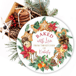 Gebleken met liefde Gingerbrood met kerstmis Ronde Sticker