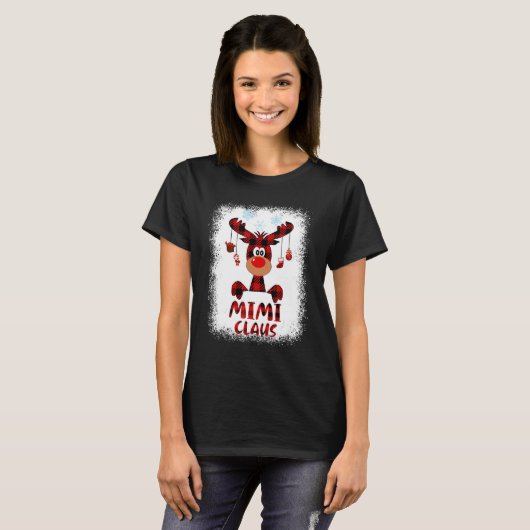 Gebleken Mimi Claus Reindeer Pset Matching Family T-shirt (Voorkant volledig)
