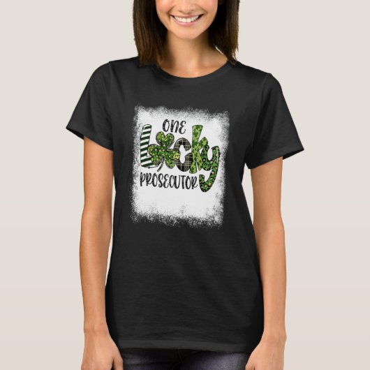 Gebleken St Patricks Day Leopard One Lucky Prosecu T-shirt (Voorkant)