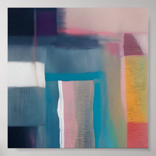Geblende abstracte vierkanten poster