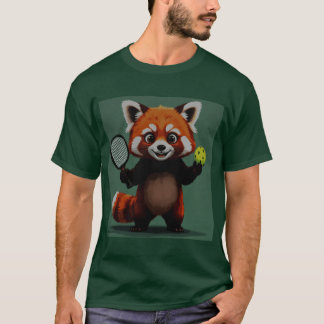 geblendeerd pickleball rode panda grappig dier spo t-shirt