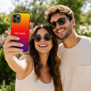Geblendeerde Strepen Geel Oranje Rood Blauw Naam T Samsung Galaxy Hoesje