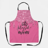 Geblesserde Moeder Roze Glitterende Schort (Voorkant)