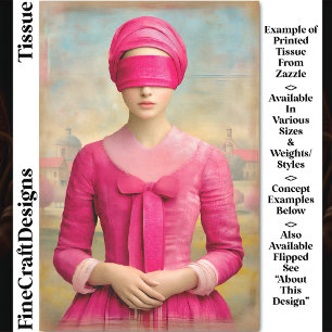 Geblinddoekte vrouw, Roze jurk DH8R decoupage Tissuepapier