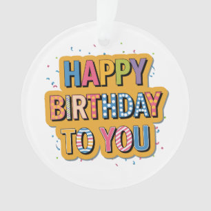 Gebloemd Gefeliciteerd Verjaardag Ornament