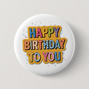 Gebloemd Gefeliciteerd Verjaardag Ronde Button 5,7 Cm