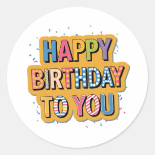 Gebloemd Gefeliciteerd Verjaardag Ronde Sticker