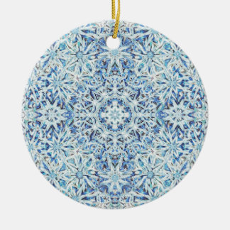 Gebloemde Bevroren Kristal — Ingewikkelde Sneeuwvl Keramisch Ornament