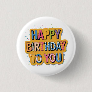Gebloemde Gefeliciteerd Verjaardag Ronde Button 3,2 Cm