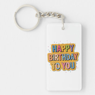 Gebloemde Gefeliciteerd Verjaardag Sleutelhanger