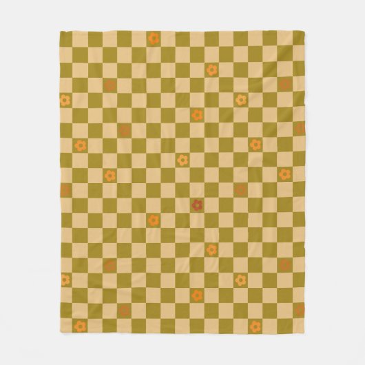 Gebloemde geruite patroon - Nr. 02 Fleece Deken (Voorkant)