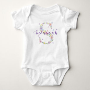 Gebloemde Letter S Persoonlijke Baby Body Romper
