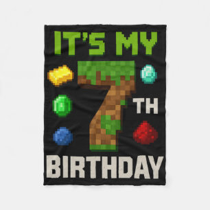 Geblokt Level 7 Verjaardag Kinderen Gamer Feest On Fleece Deken