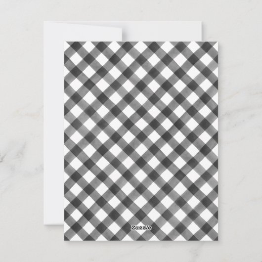 Geblokte Buffalo Plaid Zwart Wit Plat Persoonlijk Feestdagenkaart (Achterkant)