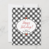 Geblokte Buffalo Plaid Zwart Wit Plat Persoonlijk Feestdagenkaart (Voorkant)