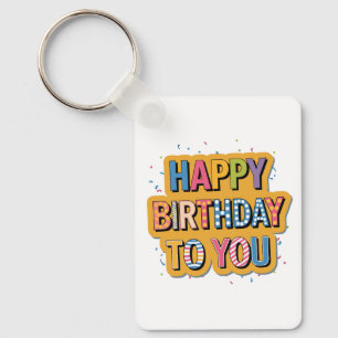 Geblokte Gefeliciteerd Verjaardag Sleutelhanger