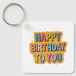 Geblokte Gefeliciteerd Verjaardag Sleutelhanger
