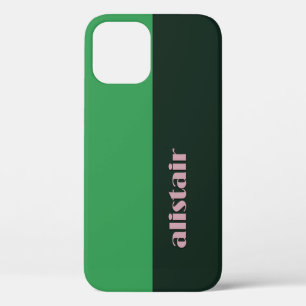 Geblokte kleuren met personalisatie iPhone 12 hoesje