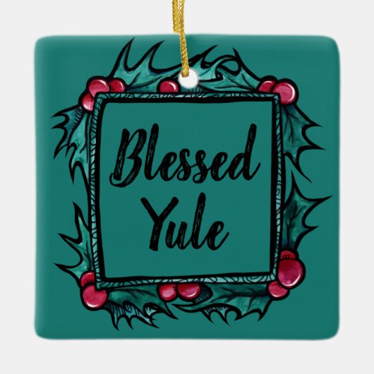 gebluste Yule Keramisch Ornament (Voorkant)