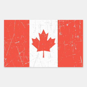 Gebobbeld en bekrast Canadese vlag Rechthoekige Sticker