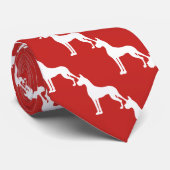 Geboden oren: Great Dane Silhouette White Stropdas (Opgerold)