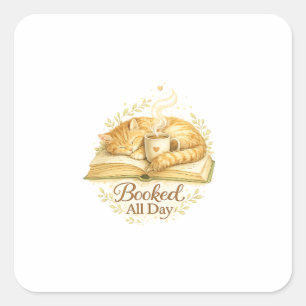 Geboekt voor de hele dag Waterverf van een gezel Vierkante Sticker