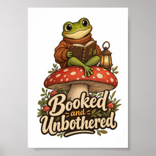 Geboekte en Ongestoorde Kikker Leest Boek Muurkuns Poster