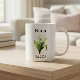 Geboektebloem lelietje-van-dalen voor Nana met Jaa Koffiemok