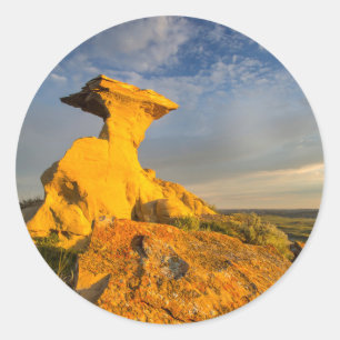 Geboetseerde Badlands-formatie in kort gras Ronde Sticker