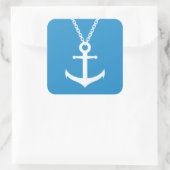 gebogen anker vierkante sticker (Tas)
