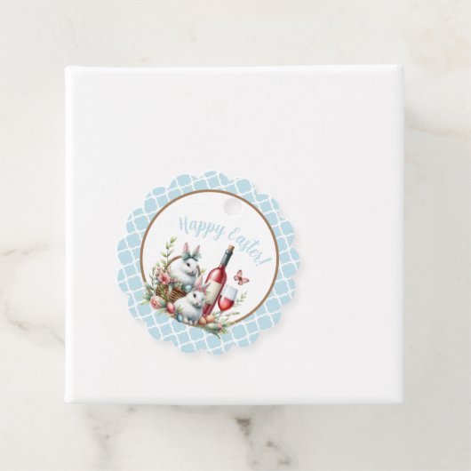 Gebogen Bunny & Wine Waterverf Gift Labels (In situ)