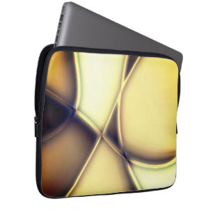 Gebogen gladde gouden lijnen over verbrande beige laptop sleeve