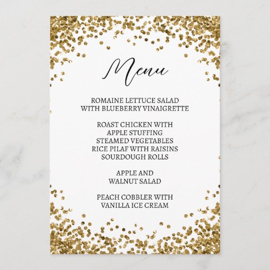 Gebogen Goud Glitter Wit Menu (Voorkant)