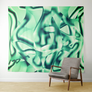 Gebogen groene vormen van acryl, sommige minttinte wandkleed