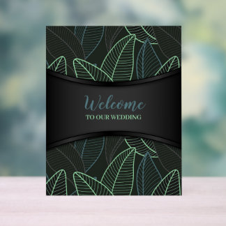 Gebogen lijnen takken bladeren zwart G625 Acryl Bord