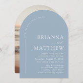 Gebogen moderne minimalistische stoffige blauw wit kaart (Voorkant / Achterkant)