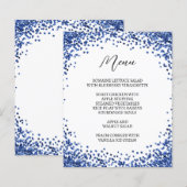 Gebogen Navy Blauwe Glitters Witte Menu (Voorkant / Achterkant)