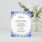 Gebogen Navy Blauwe Glitters Witte Menu (Staand voorkant)