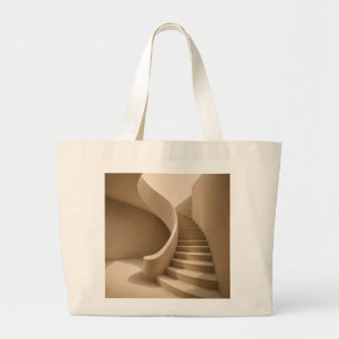 Gebogen trap minimalistische beige boodschappentas grote tote bag