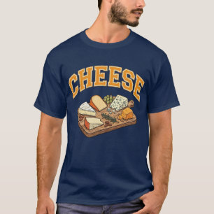 Gebogen Varsity Collegiale Stijl Culinaire Afbeeld T-shirt