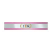 Gebonden bladmonogram - Roze Uitnodigingen Wikkel (Vlak)