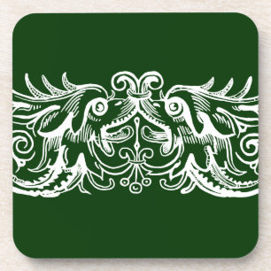 Gebonden monsters witte print kurk achterkant onde onderzetter